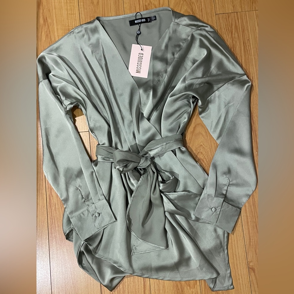 Missguided Satin Wrap Top